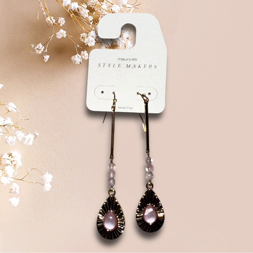 Maurices Blush and Gold Teardrop Earrings - Picture 3 of 5